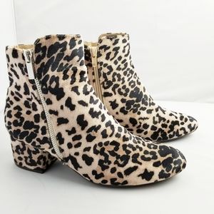 Leopard boots pointed toe chunky heel